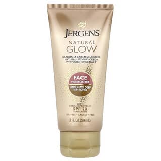 Jergens, Brilho Natural, Hidratante Facial, FPS 20, Tons de Pele Médios a Escuros, 59 ml (2 fl oz)