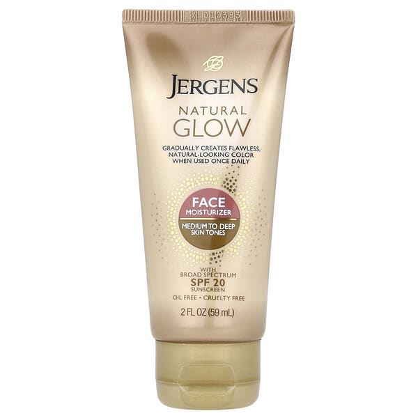 Jergens, Natural Glow, Face Moisturizer, SPF 20, Medium to Deep, 2 fl oz (59 ml)