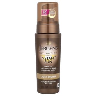 Jergens, Natural Glow, 인스턴트 선, 선리스 태닝 무스, 라이트 브론즈, 6fl oz(177ml)