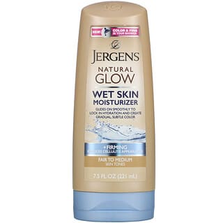 Jergens, Natural Glow, Lotion hydratante et raffermissante pour peau humide, peau claire à mate, 221 ml