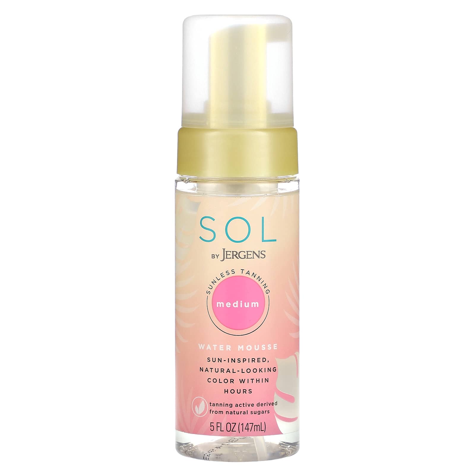 Jergens, Sol, Water Mousse Sunless Tanning, Medium, 5 fl oz (147 ml)