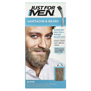 Just for Men, Bigote y barba, Color en gel con brocha, Rubio M-10/15, 1 kit de aplicaciones múltiples