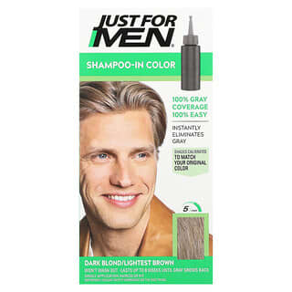 Just for Men, Kit de coloration capillaire avec shampooing, H-15 Blond foncé/Brun clair, Application unique