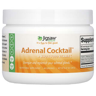Jigsaw Health, Adrenal Cocktail más vitamina C proveniente de alimentos integrales, Cóctel para favorecer las glándulas suprarrenales, 240 g (8,47 oz)
