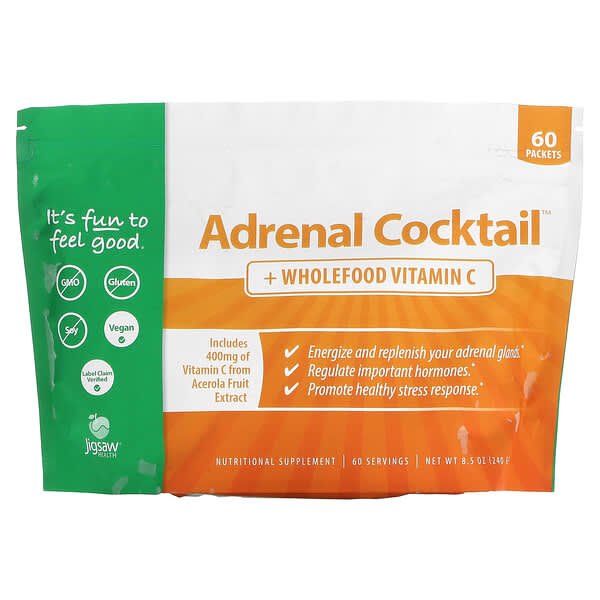 Jigsaw Health Adrenal Cocktail + Wholefood Vitamin C, 60 Packets, 4 g Each