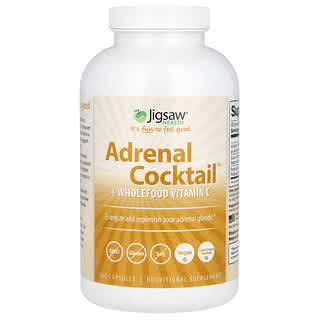 Jigsaw Health, Coquetel Adrenal + Vitamina C de Alimento Integral, 360 Cápsulas