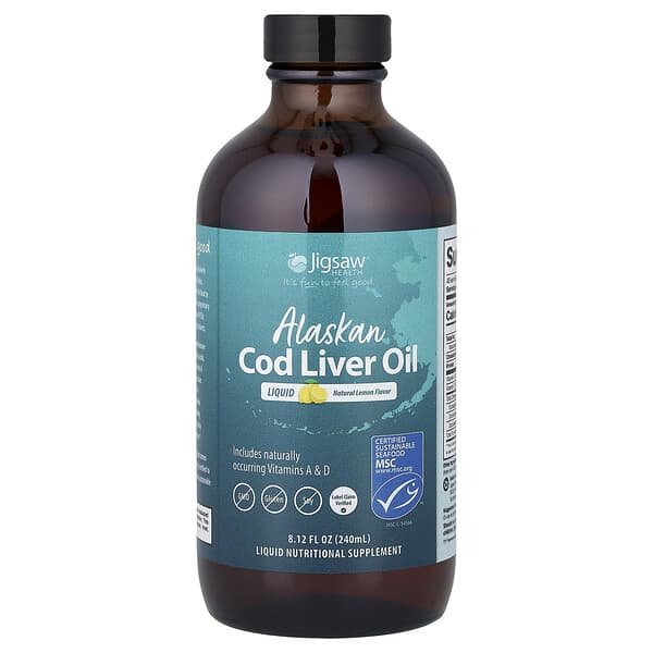 Alaskan Cod Liver Oil Liquid, Natural Lemon, 8.12 fl oz (240 ml)