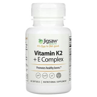 Jigsaw Health, Complejo de vitamina K2 + E, 60 cápsulas blandas
