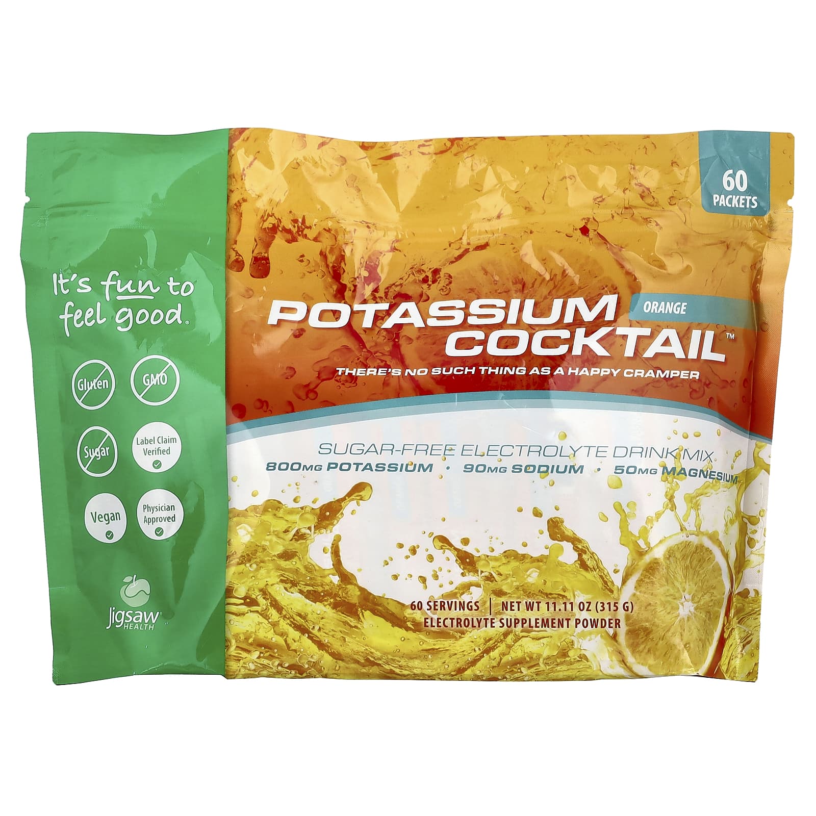 Jigsaw Health Potassium Cocktail, Sugar-Free Electrolyte Drink Mix – Orange – 5,25 g de Jigsaw Health