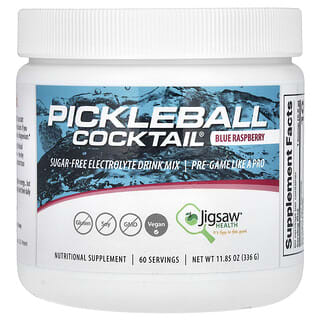 Jigsaw Health, Pickleball 칵테일®, 설탕 무함유 전해질 드링크 믹스, 블루 라즈베리, 336g(11.85oz)