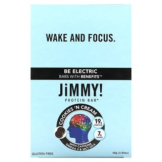 JiMMY!, Be Electric Bars With Benefits, Cookies 'N Cream, 12 Protein Bars, 2.05 oz (58 g) Each