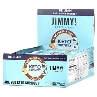 JiMMY!, Be Lean Bars With Benefits，澳洲坚果味，12 根蛋白质棒，每根 1.59 盎司（45 克）