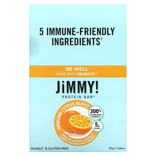 JiMMY!, ビーウェルBars With Benefits（栄養サポートバー）、イミューンシトラスバースト、プロテインバー12本、各45g（1.58オンス）