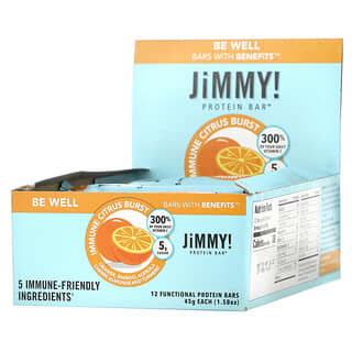 JiMMY!, Be Well Bars With Benefits, Immune Citrus Burst, 12 Protein Bars, 1.58 oz (45 g) Each 