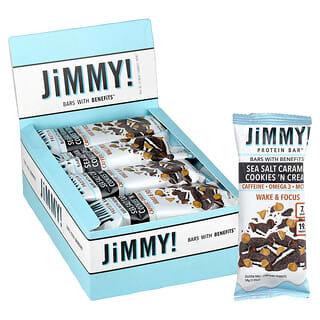 JiMMY!, Bars With Benefits™, Barrita proteica, Galletas y crema con caramelo y sal marina, 12 barritas, 58 g (2,05 oz) cada una