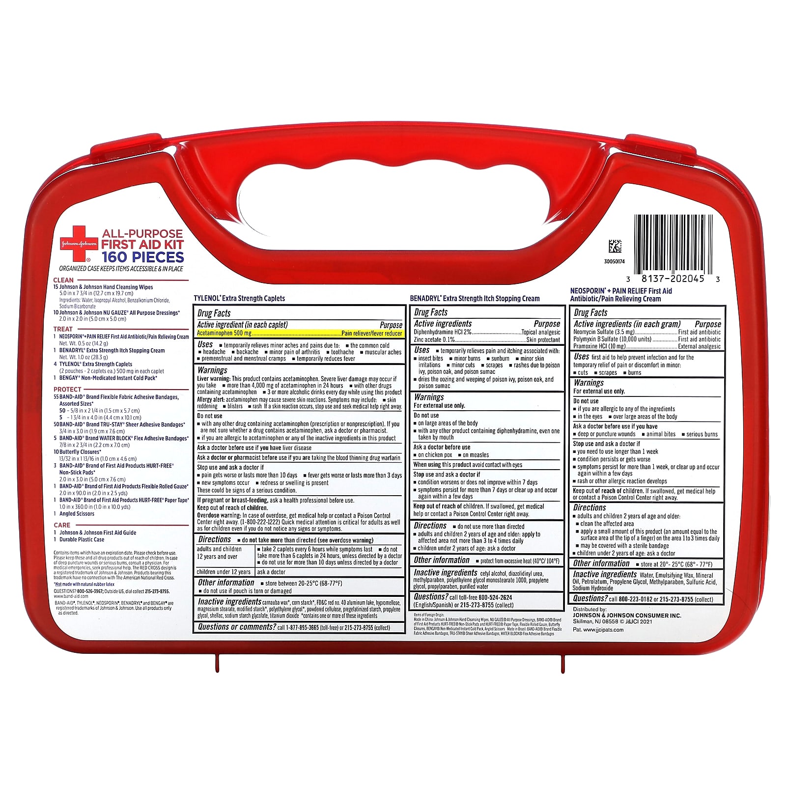 Johnson and Johnson, AllPurpose First Aid Kit, 160 Pieces