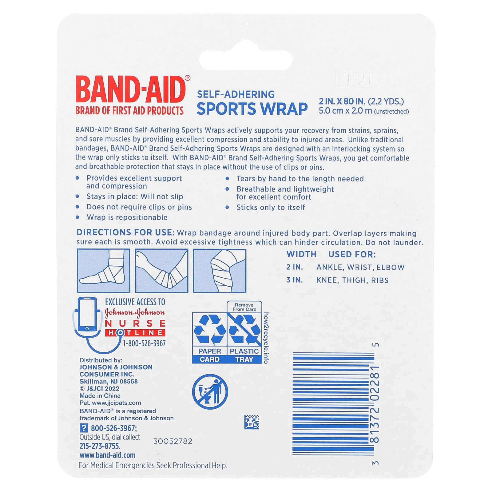 Johnson and Johnson, BandAid, Self Adhering Sports Wrap, 1 Roll