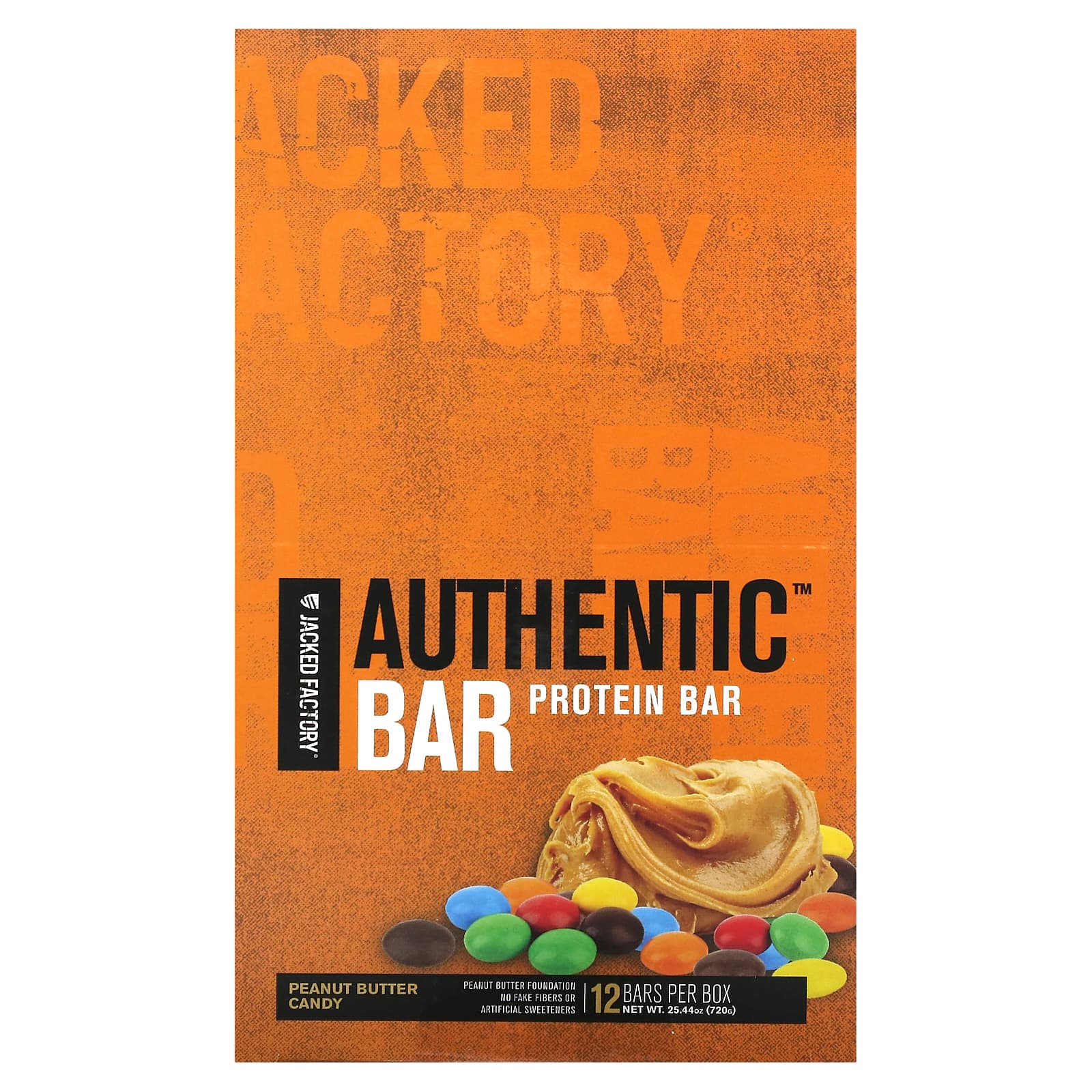 Jacked Factory, Authentic Bar, Protein Bar, Peanut Butter Candy, 12