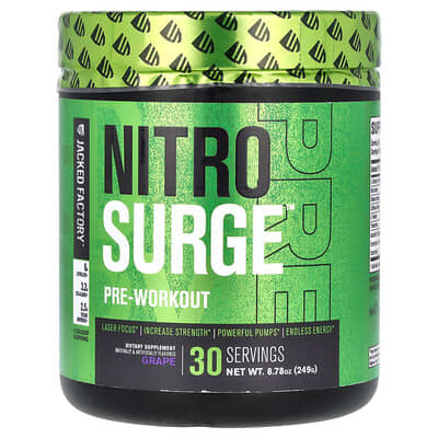 Jacked Factory, Nitro Surge, Pre-Workout Formula, Grape Flavor, 8.78 oz (249 g)