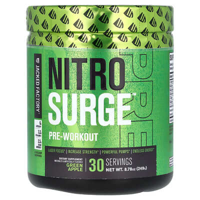 Jacked Factory, Nitro Surge，鍛鍊前配方，青蘋果味，8.78 盎司（249 克）