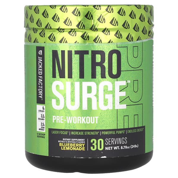 Jacked Factory, Nitro Surge, PreWorkout, Blueberry Lemonade, 8.87 oz