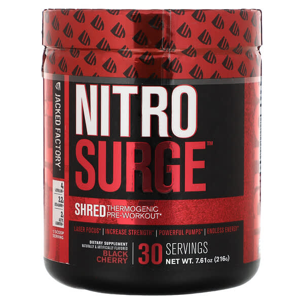 Jacked Factory, Nitro Surge, Shred Thermogenic PreWorkout, Black