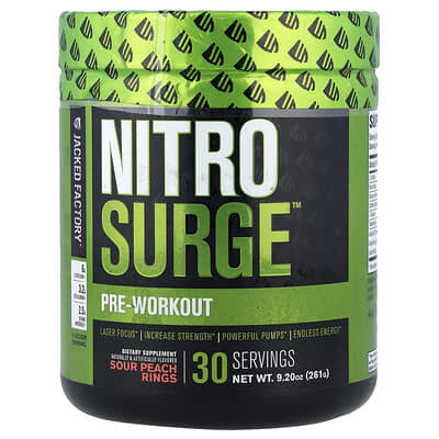 Jacked Factory, Nitro Surge™, Pre-Workout, Peach Loops, 9.2 oz (261 g)