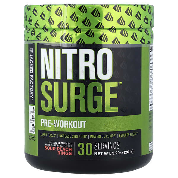 Nitro Surge™, Pre-Workout, Sour Peach Rings, 9.2 oz (261 g)