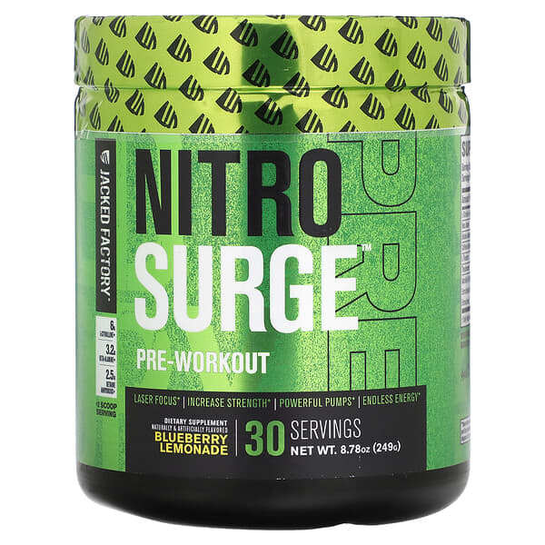 Jacked Factory, Nitro Surge, PreWorkout, Blueberry Lemonade, 8.78 oz