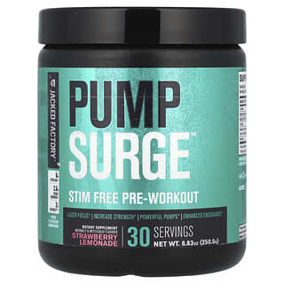 Jacked Factory, Pump Surge, Pré-entraînement sans stimulation, Limonade à la fraise, 248 g