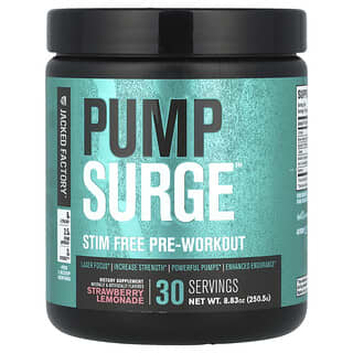 Jacked Factory, Pump Surge™, Stim Free Pre-Workout, Strawberry Lemonade, 8.83 oz (250.5 g)