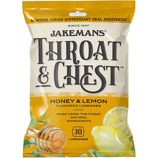 Jakemans, Throat & Chest, вкус «Мед и лимон», 30 пастилок