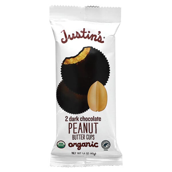 Justin's Nut Butter, 有機黑巧克力花生醬杯，2 杯，1.4 盎司（40 克）