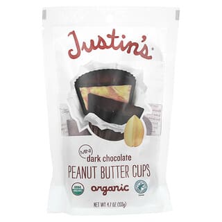 Justin's Nut Butter, органический темный шоколад в мини-печенье, с арахисовой пастой, 133 г (4,7 унции)