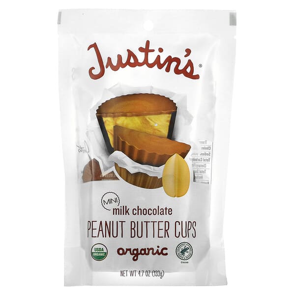 Justin's Nut Butter, 有機迷你牛奶巧克力花生醬杯，4.7 盎司（133 克）