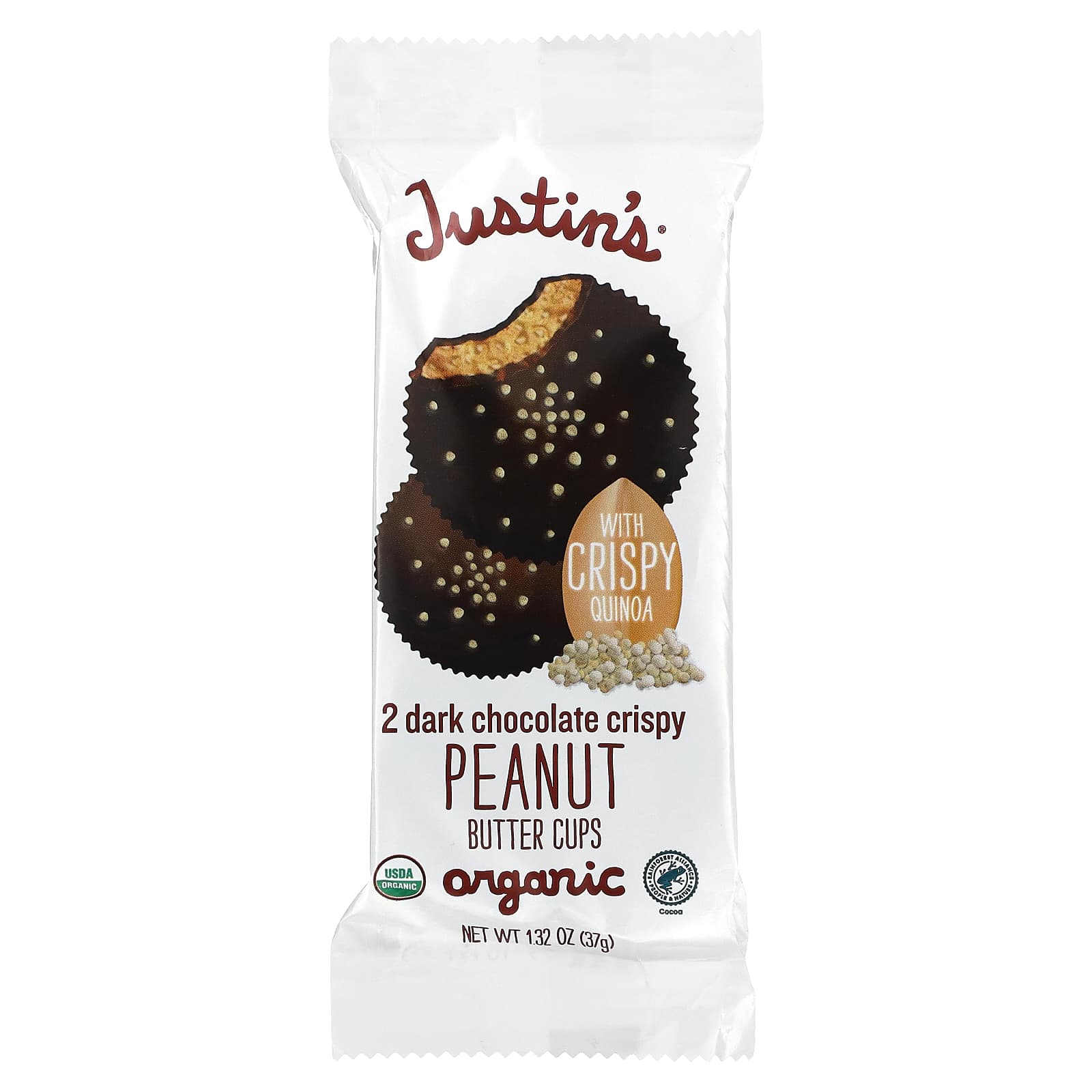 Justin S Nut Butter Organic Dark Chocolate Crispy Peanut Butter Cups