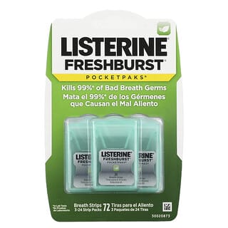 Listerine, Pocketpaks, Fresh Burst, 3 Embalagens, 24 Tiras Cada