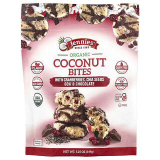 Jennies Macaroons, Organic Coconut Bites, with Cranberries, Chia Seeds, Goji & Chocolate, 5.25 oz (149 g)