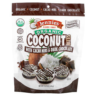 Jennies Macaroons, органические кусочки кокоса, с дробленными бобами какао и темным шоколадом, 149 г (5,25 унции)