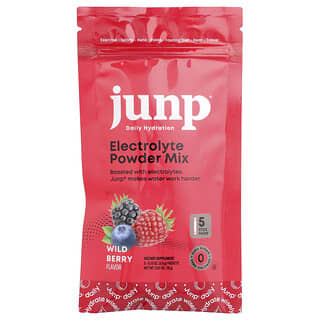 JUNP Hydration, Electrolyte Powder Mix, Wild Berry, 5 Stick Packs, 0.13 oz (3.8 g) Each