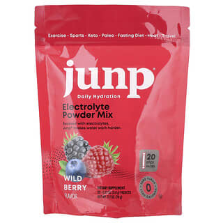 JUNP Hydration, Electrolyte Powder Mix, Wild Berry, 20 Stick Packs, 0.13 oz (3.8 g) Each