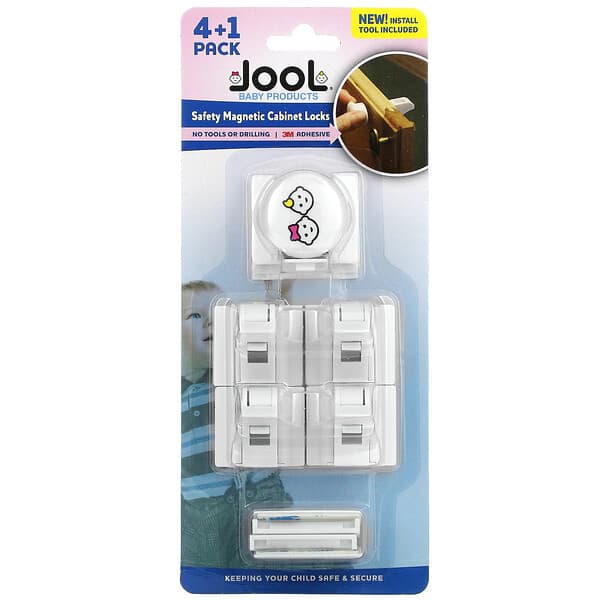 Jool Baby Products, Safety Magnetic Cabinet Locks, 4 + 1 Pack