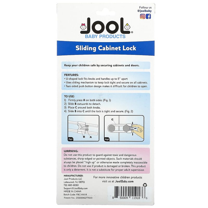 JOOL BABY PRODUCTS Sliding Cabinet U-locks - 4ct