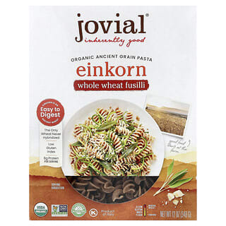 Jovial, Organic Ancient Grain Pasta, Einkorn Whole Wheat Fusilli, 12 oz (340 g)