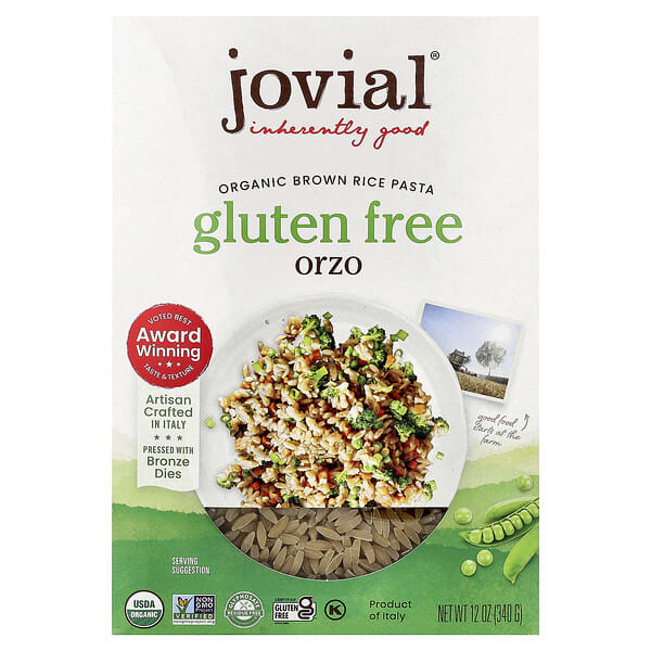 Jovial, พาสต้าข้าวกล้องออร์แกนิก แบรนด์ Orzo ขนาด 12 ออนซ์ (340 ก.)