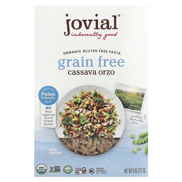 Jovial, Organic Gluten Free Pasta, Cassava Orzo, 8 oz (227 g)