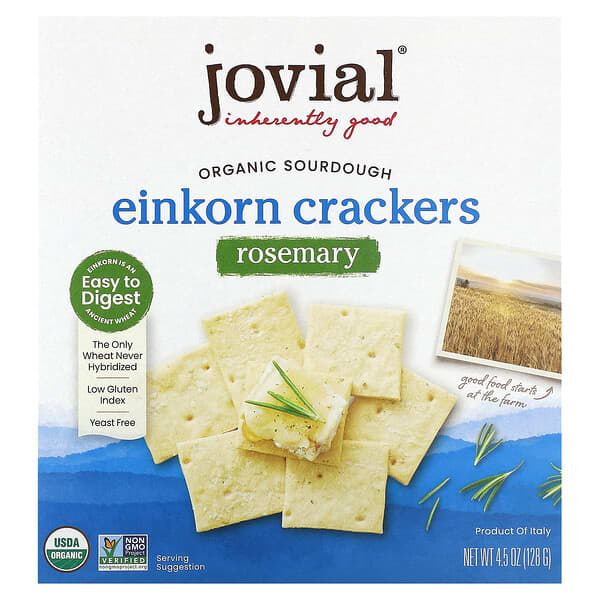 Jovial, 有機酸麵團單粒小麥餅乾，迷迭香味，4.5 盎司（128 克）