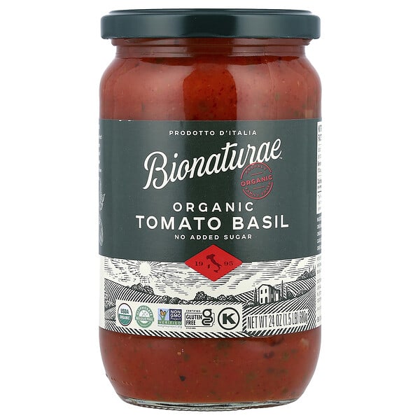 Bionaturae, Bionaturae™, 유기농 토마토 바질, 680g(24oz)