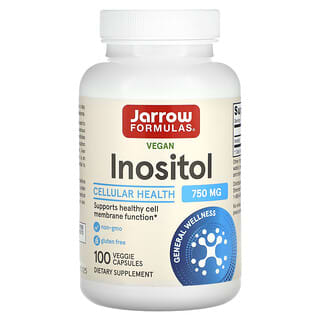 Jarrow Formulas, Веганский инозитол, 750 мг, 100 растительных капсул