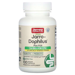 Jarrow Formulas, Jarro-Dophilus Plus FOS vegano, 100 cápsulas vegetales
